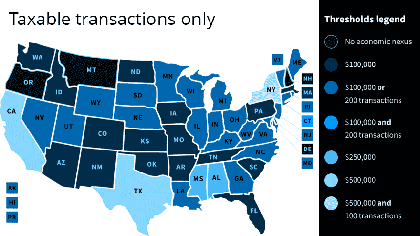 Wayfair Sales Tax Transactions State Thresholds
